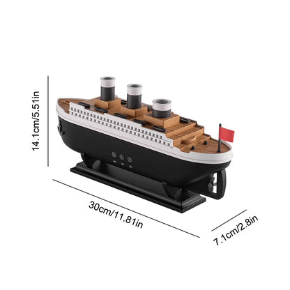 250ml Titanic Ship Model Air Humidifier and Essential Oil Diffuser with Remote Control - Jellyfish Smoke Ring Spray Aroma Diffuser and Night Light for Home